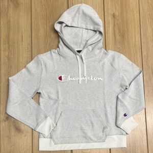 Champion Light Gray Hoodie with Logo